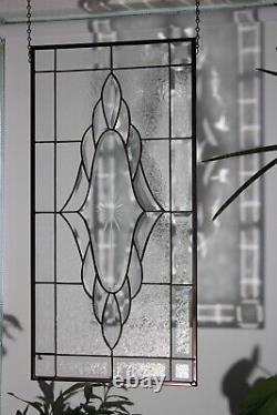 Clear Beveled Stained Glass Panel, Window Hanging 28 1/2 x 14 1/2Remarkabel