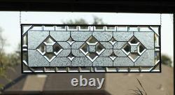 Clear Beveled Stained Glass Transom Window. Rainbow Reflections. 36x11.5