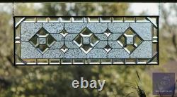 Clear Beveled Stained Glass Transom Window. Rainbow Reflections. 36x11.5