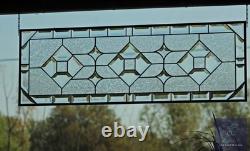 Clear Beveled Stained Glass Transom Window. Rainbow Reflections. 36x11.5