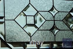 Clear Beveled Stained Glass Transom Window. Rainbow Reflections. 36x11.5
