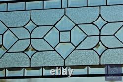 Clear Beveled Stained Glass Transom Window. Rainbow Reflections. 36x11.5
