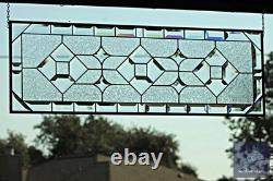 Clear Beveled Stained Glass Transom Window. Rainbow Reflections. 36x11.5