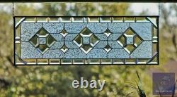 Clear Beveled Stained Glass Transom Window. Rainbow Reflections. 36x11.5