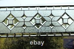 Clear Beveled Stained Glass Transom Window. Rainbow Reflections. 36x11.5