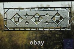 Clear Beveled Stained Glass Transom Window. Rainbow Reflections. 36x11.5