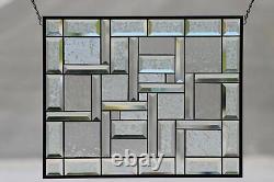 Clear Contemporary Beveled Stained Glass Window Panel 21 1/2 x 17 1/2