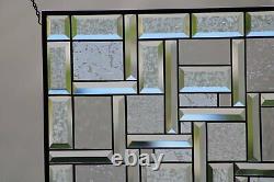 Clear Contemporary Beveled Stained Glass Window Panel 21 1/2 x 17 1/2