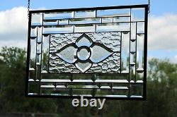 Clear /Frosted Beveled Stained Glass Window Panel-HMD 21 5/8 x15 5/8