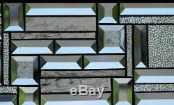 Clear Geo 2 PANELS Available Beveled Stained Glass Window Hanging