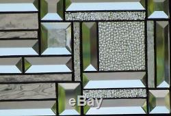 Clear Geo 2 PANELS Available Beveled Stained Glass Window Hanging