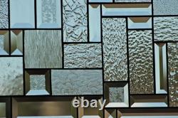 Clear Geometric Stained Glass Panel. Beveled Window Hanging 28.5 x 12.5 Clear Geometric Stained Glass Panel. Beveled Window Hanging 28.5 x 12.5