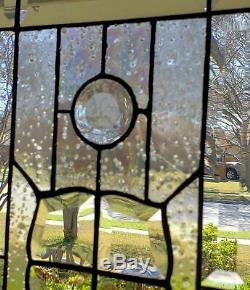 Clear, Iridized, Beveled, Stained Glass Window Panel, Hanging, Transom, Sidelight