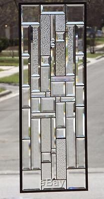 Clear Reflections Beveled Stained Glass Window Panel 36 ¾x 13 ¾(93x35Cm)
