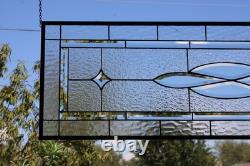 Clear Stained Glass Panel. 14.75 x 58.75. Contemporary Rectangular Window