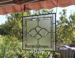 Clear Stained Glass Panel. Modern Window Decor