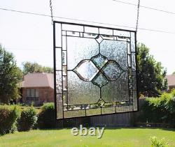 Clear Stained Glass Panel. Modern Window Decor