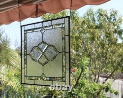 Clear Stained Glass Panel. Modern Window Decor