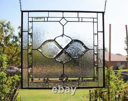 Clear Stained Glass Panel. Modern Window Decor Clear Stained Glass Panel. Modern Window Decor