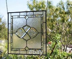 Clear Stained Glass Panel. Modern Window Decor