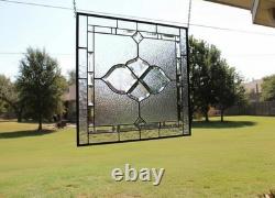 Clear Stained Glass Panel. Modern Window Decor