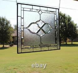 Clear Stained Glass Panel. Modern Window Decor