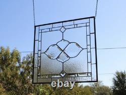 Clear Stained Glass Panel. Modern Window Decor