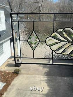 Clear Stained Glass and Beveled Window Transom-Gorgeous