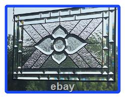 Clear frosted beveled Stained Glass Window Panel-HMD? 20 3/8 X 12 3/8
