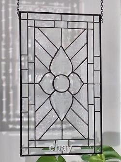 Clear frosted beveled Stained Glass Window Panel-HMD? 20 3/8 X 12 3/8