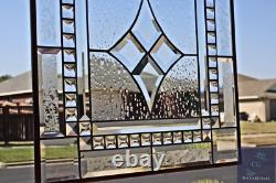 Clear stained glass window hanging, panel 18 3/8 inches, made in the USA