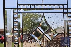 Clear stained glass window hanging, panel 18 3/8 inches, made in the USA
