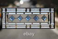 Cobalt-Beveled Stained Glass Window Panel- Hanging 26 1/2 x 10 1/2