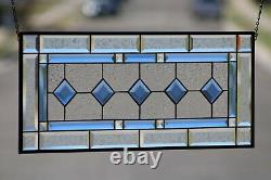Cobalt Blue-Beveled Stained Glass Window Panel- Hanging 28 5/8 x 12 1/2