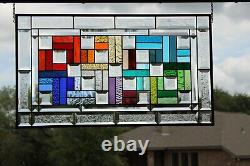 Color Connection -Beveled Stained Glass Window Panel 28 5/8 x16 1/2