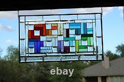 Color Connection -Beveled Stained Glass Window Panel 28 5/8 x16 1/2