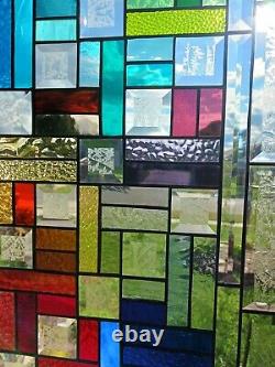 Color Connection -Beveled Stained Glass Window Panel 28 5/8 x16 1/2