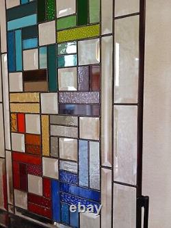 Color Connection -Beveled Stained Glass Window Panel 28 5/8 x16 1/2