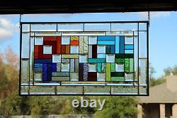 Color Connection -Beveled Stained Glass Window Panel 28 5/8 x16 1/2