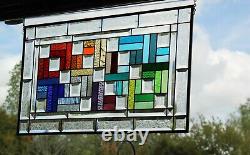 Color Connection -Beveled Stained Glass Window Panel 28 5/8 x16 1/2