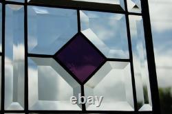 Color Diamond Grid Stained Glass Panel Beveled Light Catcher Design