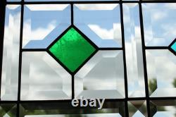 Color Diamond Grid Stained Glass Panel Beveled Light Catcher Design