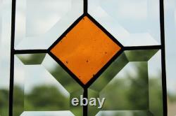 Color Diamond Grid Stained Glass Panel Beveled Light Catcher Design