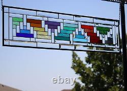 Color Your World -Beveled Iridized Modern Stained Glass Panel 38.5x10.5