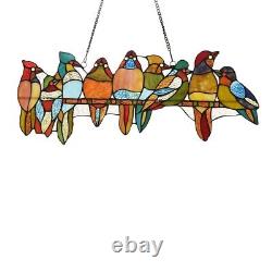 Colorful Birds Tiffany Style Stained Glass Window Panel Home Decor
