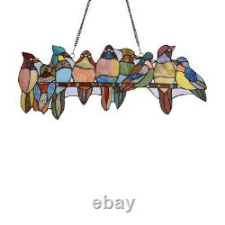 Colorful Birds Tiffany Style Stained Glass Window Panel Home Decor