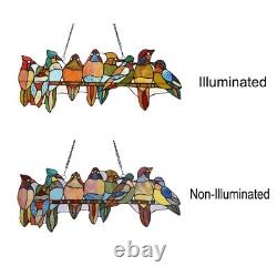 Colorful Birds Tiffany Style Stained Glass Window Panel Home Decor