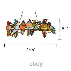 Colorful Birds Tiffany Style Stained Glass Window Panel Home Decor