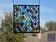 Colorful Diamonds at Play Stained Glass Panel, Window panel 17 x 15 3/4
