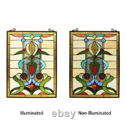 Colorful Floral Flower Design Tiffany Style Stained Glass Window Panel